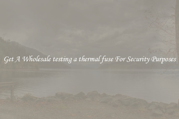 Get A Wholesale testing a thermal fuse For Security Purposes