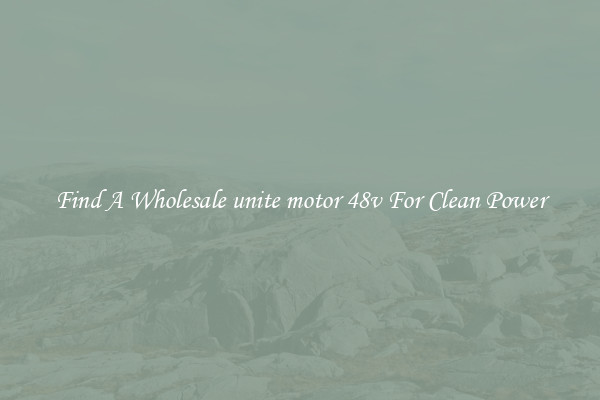 Find A Wholesale unite motor 48v For Clean Power